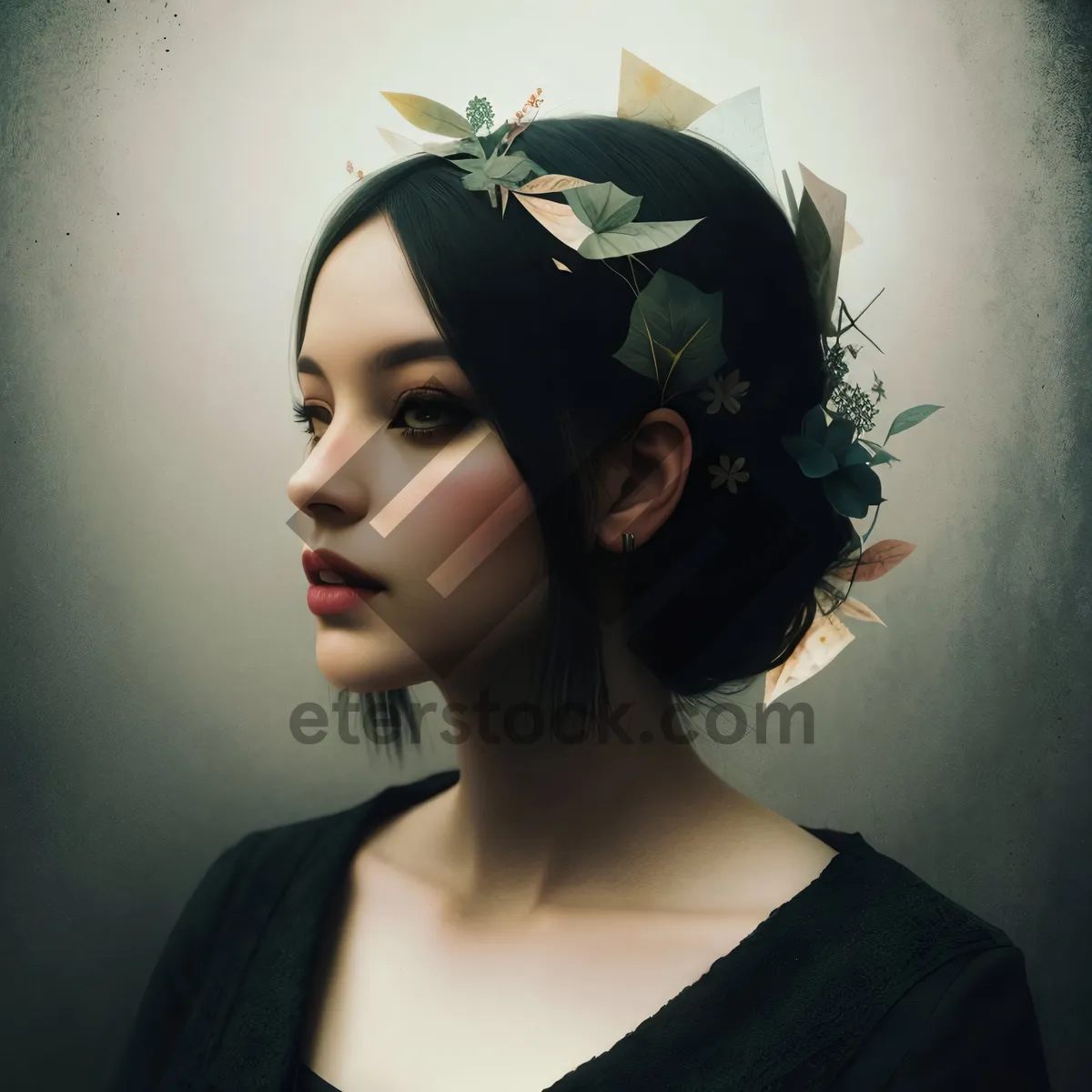 Picture of Sensual lady in black mask, attractive fashion model portrait