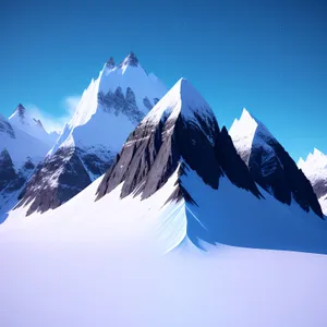 Snow-capped Alpine Range - Majestic winter peak amidst cloudy skies