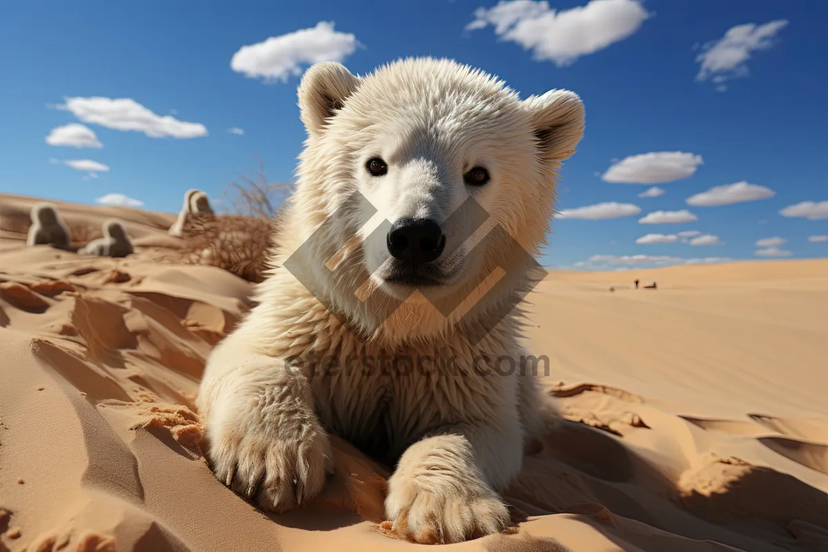 Picture of Cute Polar Bear on Frigid Arctic Coastline