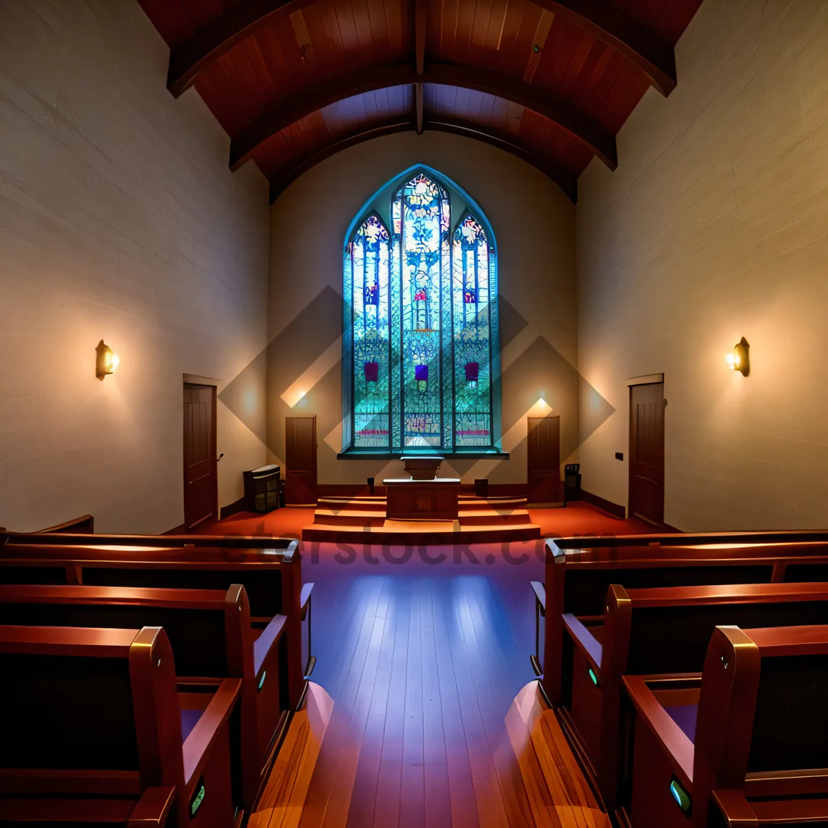 Picture of Within the historic cathedral, an ornate altar graces the interior