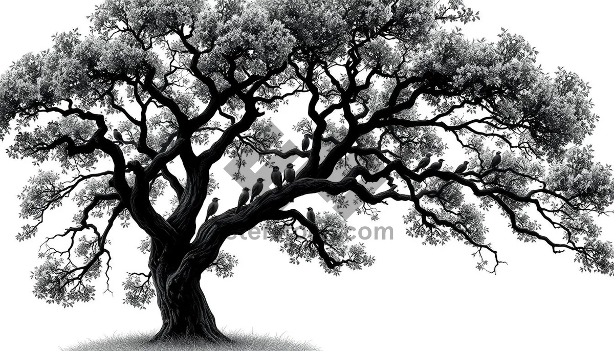 Picture of Silhouette of oak tree against sky in forest landscape