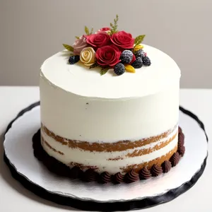 Delicious Berry Cake with Vanilla Cream and Chocolate