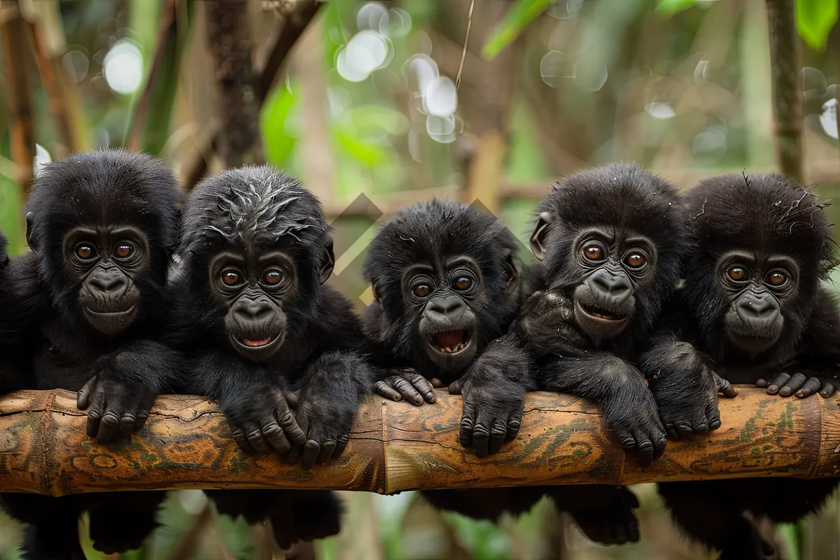 Picture of Wildlife Baby Monkeys in Endangered Jungle Habitat