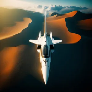 Jet Fighter in Flight over the 
Vast Sky