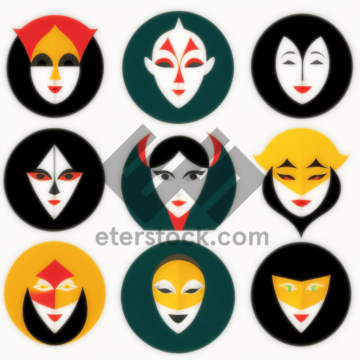 Picture of Cartoon Facial Icon Set Design