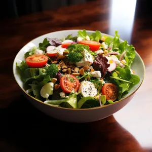 Healthy Vegetarian Bowl with Fresh Vegetables and Cheese
