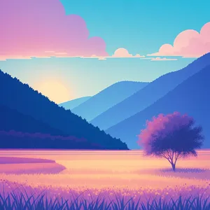 Serene Sunrise Over Mountainous Landscape