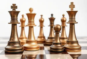 Strategic battle on chess board: Black King Checkmate.