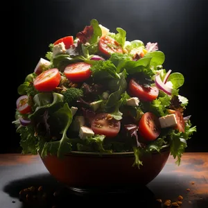 Vegetarian Gourmet Bowl with Fresh Vegetables and Herbs