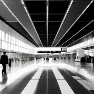 Urban Transit Hub: Sleek Glass Corridor in Modern Office