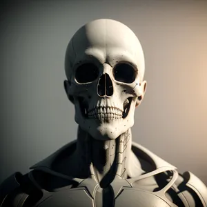 Spooky Skull Sculpture: Male Skeleton Bust in Mask