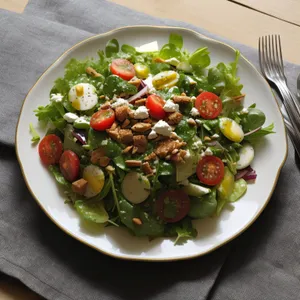 Healthy Gourmet Salad with Fresh Vegetables and Cheese