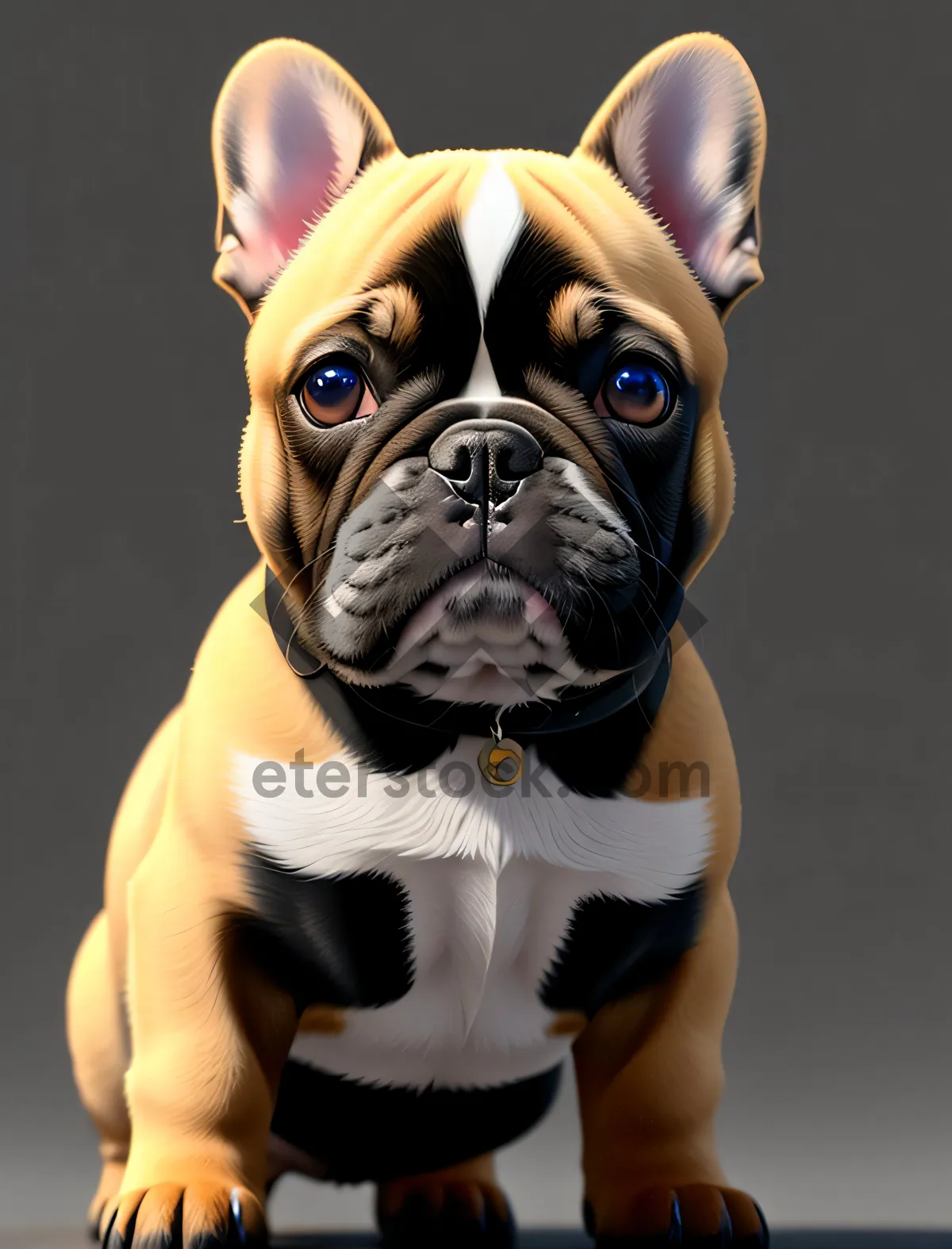 Picture of Cute Wrinkly Bulldog Puppy Sitting