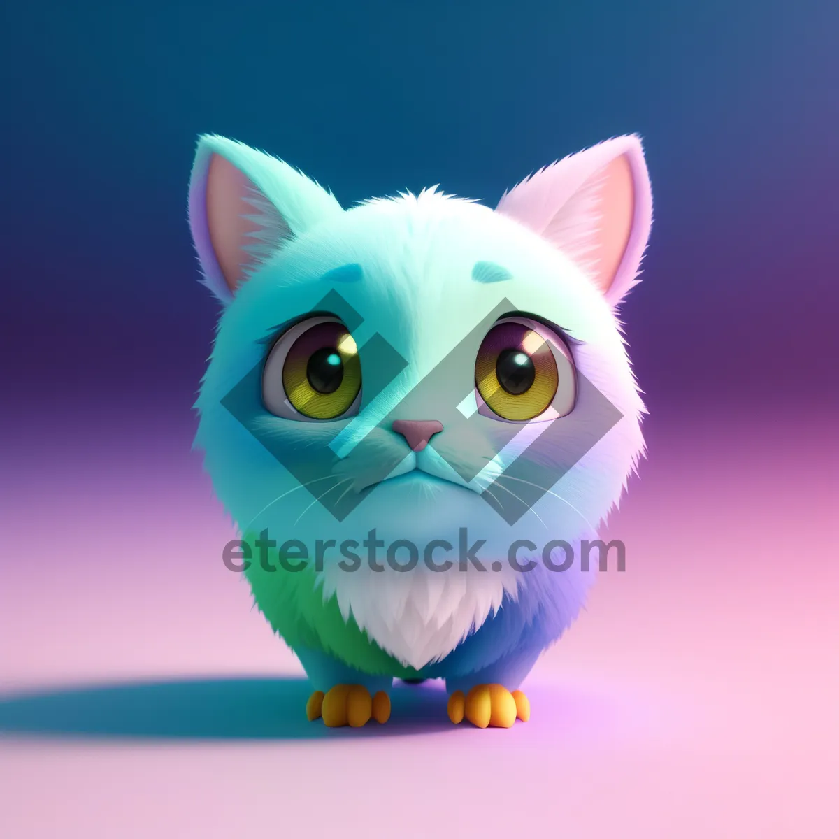 Picture of Cute Cartoon Animal Character with Happy Smile