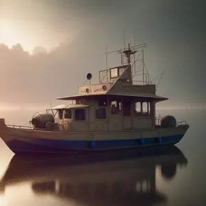 Nautical Vessel at Sea: Fishing Boat on the Horizon