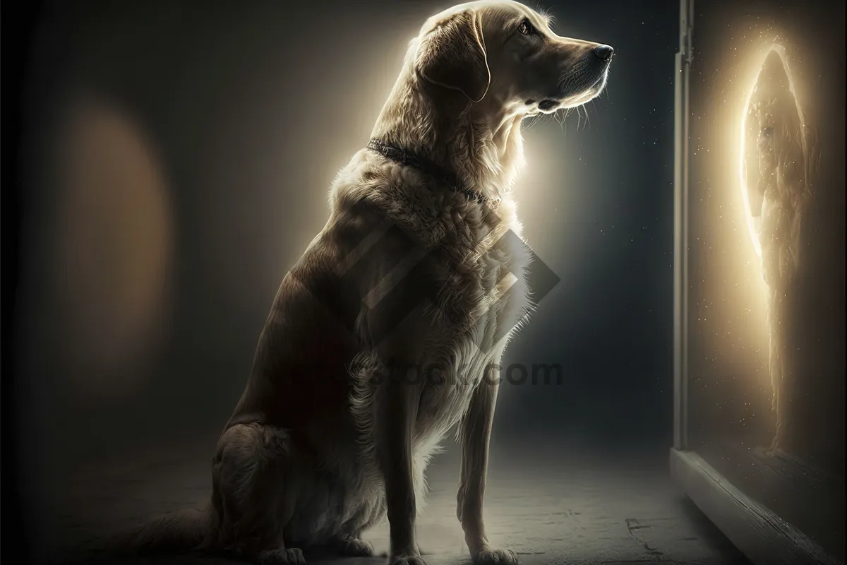 Picture of Studio portrait of cute golden retriever puppy