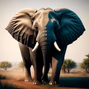 Endangered Safari Wildlife: Majestic Elephant and Giraffe Encounter