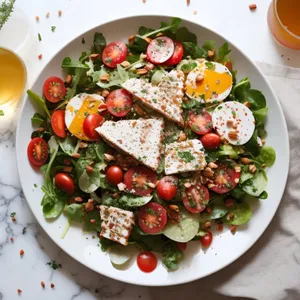 Gourmet Cheese and Vegetable Plate with Fresh Salad