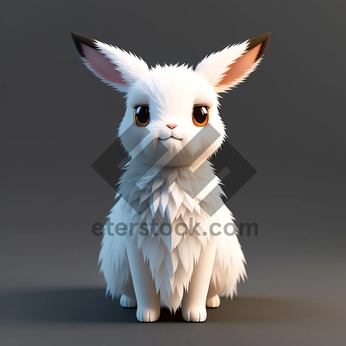 Picture of Fluffy White Bunny with Cute Ears