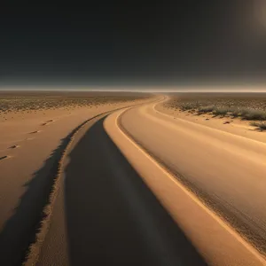 Desert Highway: Coastal Sand Dunes Underneath a Scenic Sky