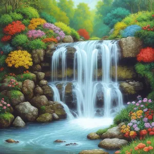 Majestic Waterfall in Serene Forest