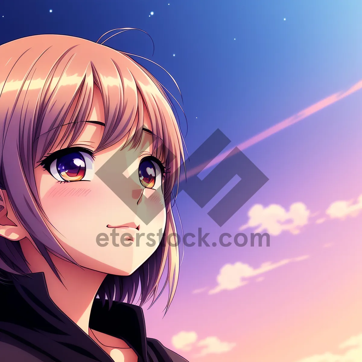 Picture of Cartoon Person with Colorful Hair Art
