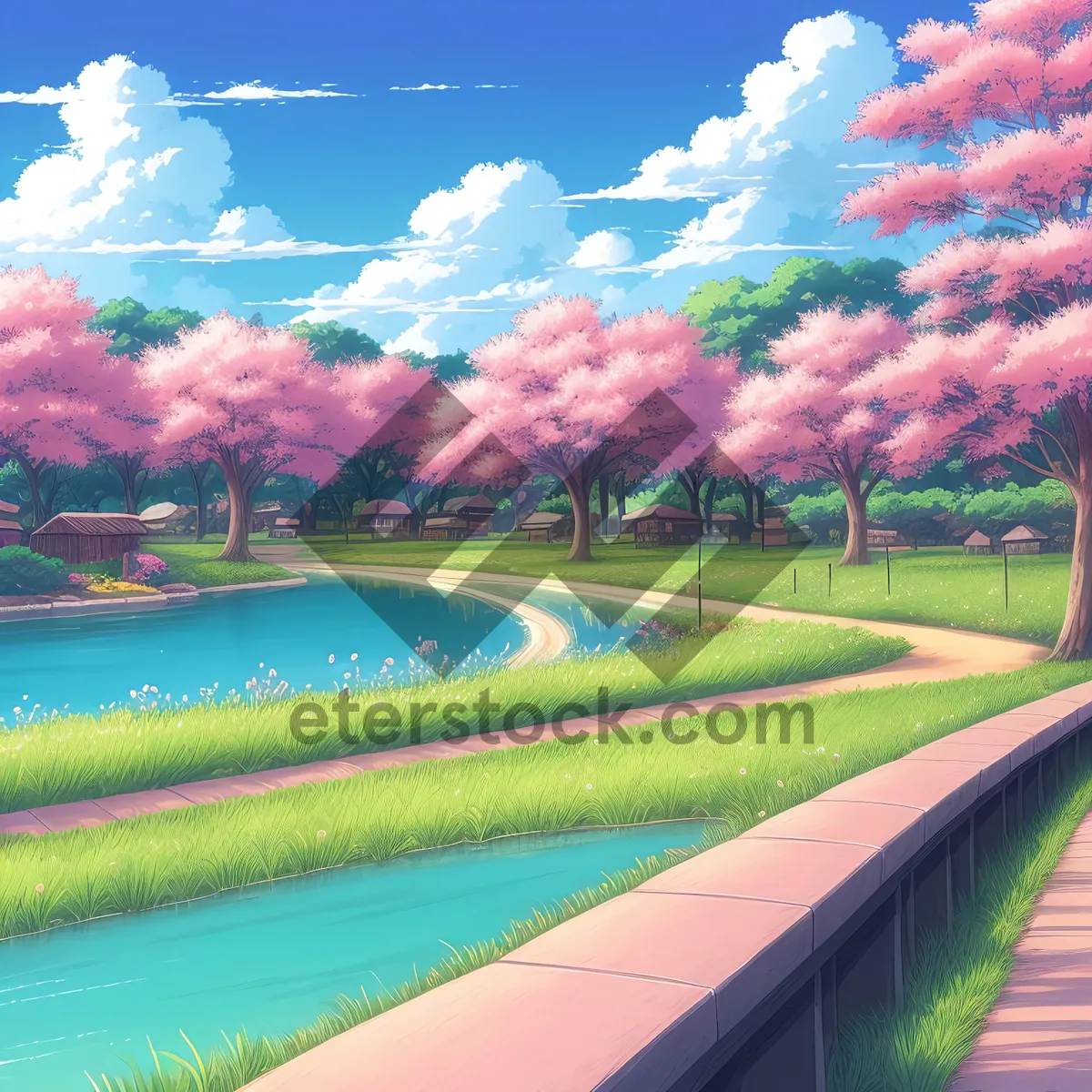 Picture of Idyllic Golf Course Surrounded by Lush Landscape