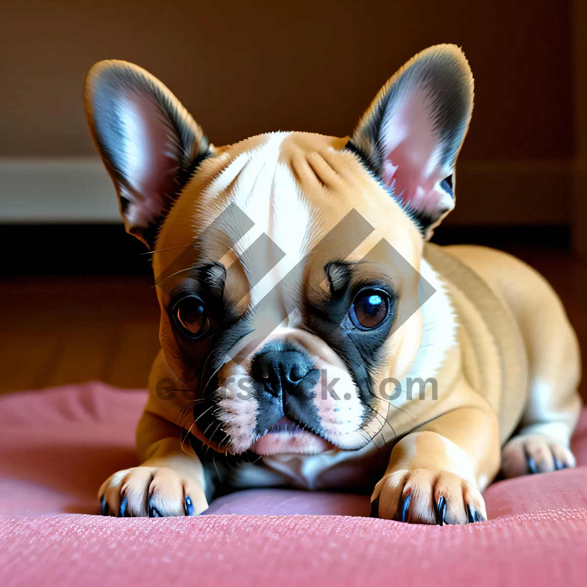 Picture of Endearing Bulldog puppy, a purebred canine with adorable wrinkles