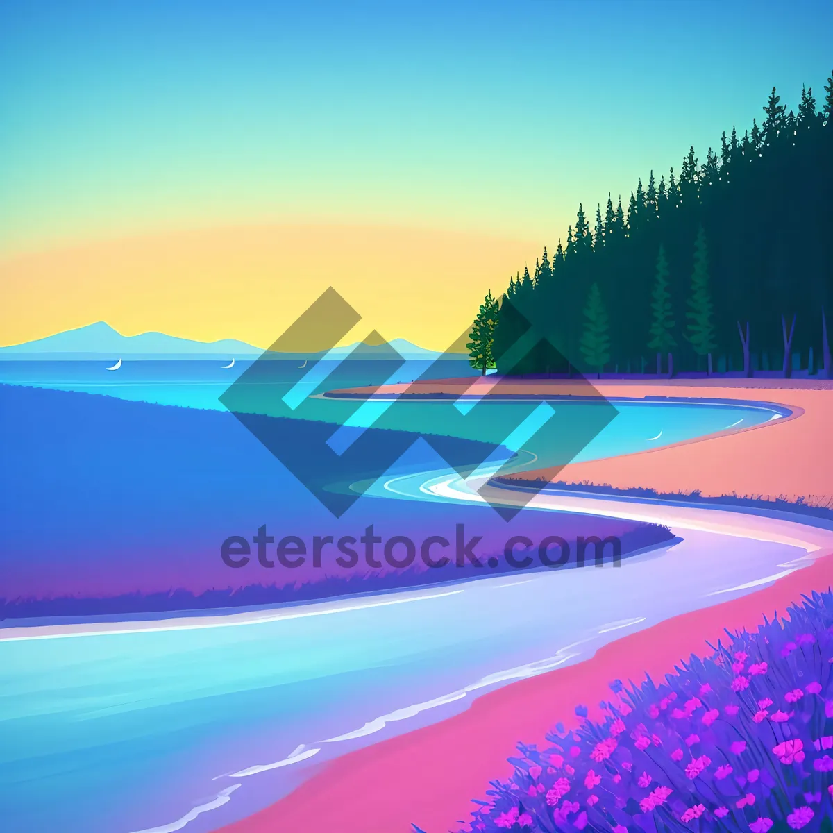 Picture of Vibrant Sunset Over Serene Ocean