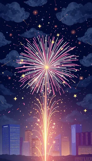 Colorful Firework Display in the Night Sky