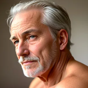 Smiling Senior Man with White Wig and Beard