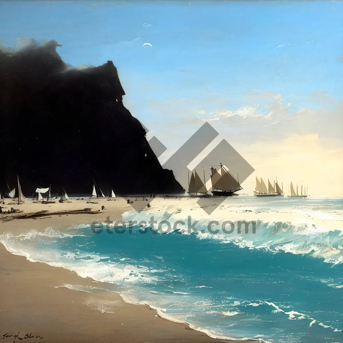Picture of Sun-kissed Tropical Beach Paradise with Pristine Wave