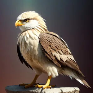 Bald Eagle Predator Gazing Intently with Majestic Wings