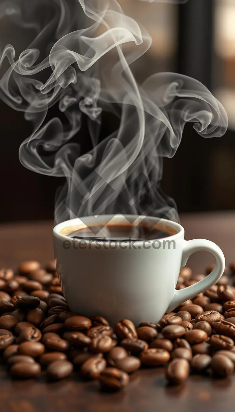 Picture of Delicious dark coffee in a warm mug