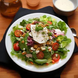Healthy Gourmet Salad with Fresh Vegetables and Cheese