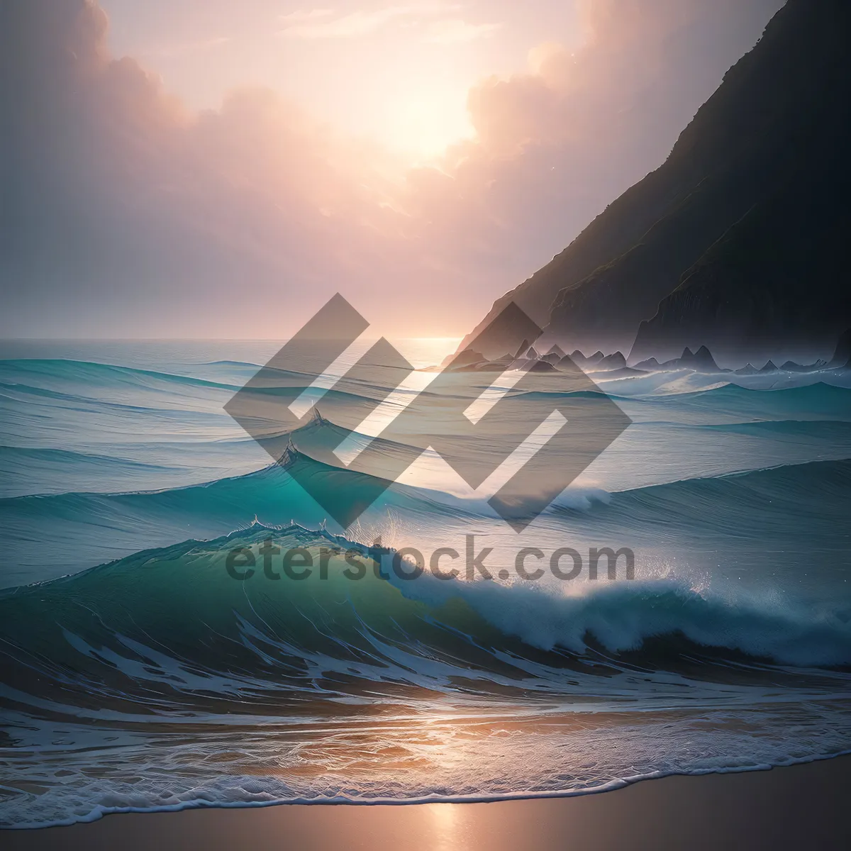 Picture of Vibrant Sunset Over Serene Ocean