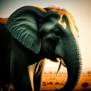 Majestic tusker in the wild: South African elephant safari.