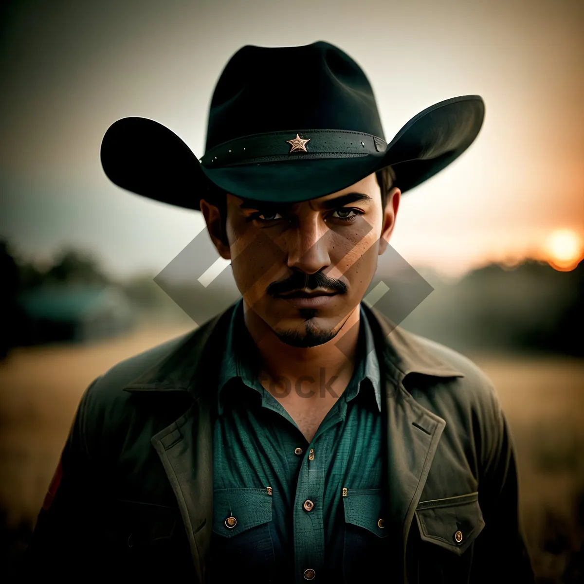 Picture of Happy Cowboy Man in Stylish Hat