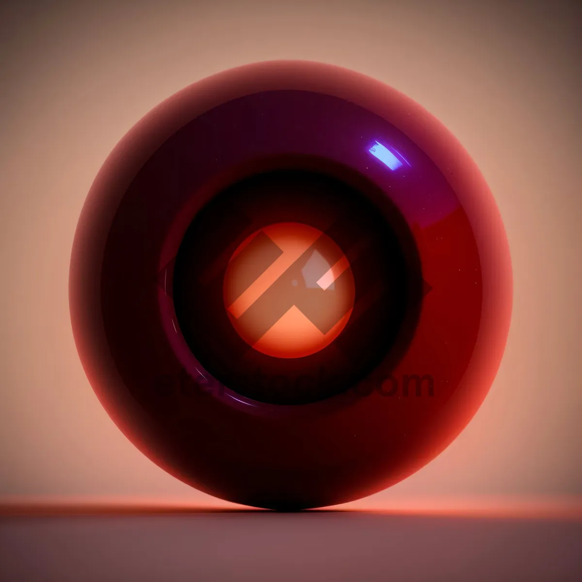 Picture of shiny glass button with glossy orange design