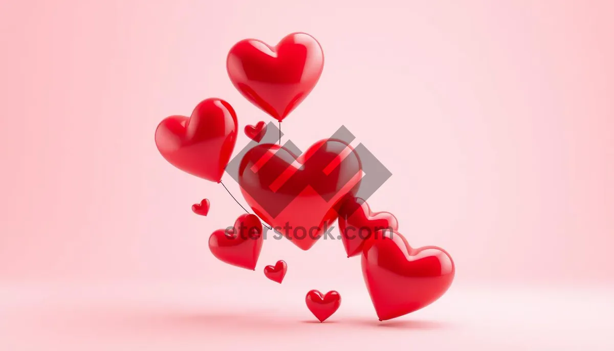 Picture of 3D love heart icon symbol set design