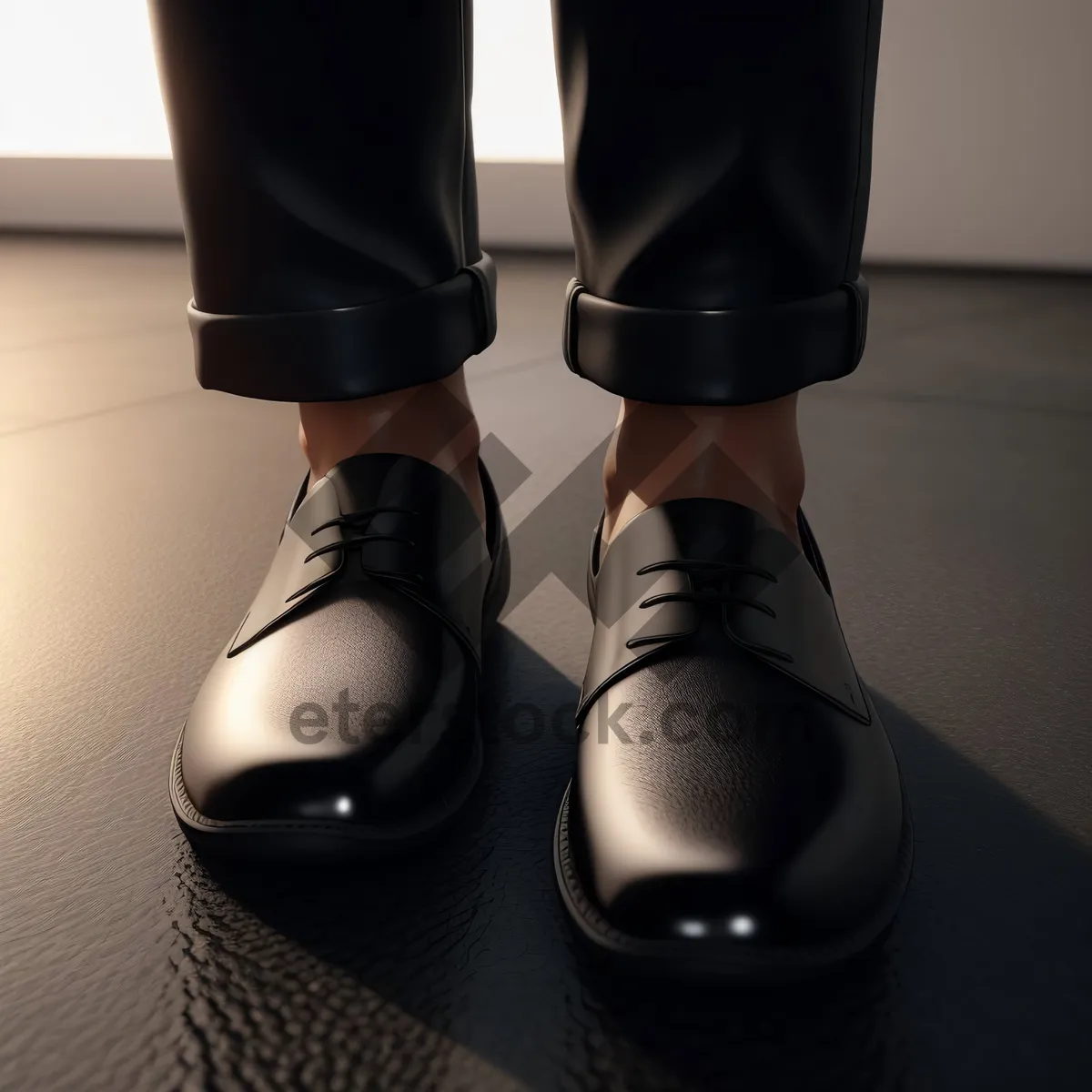 Picture of Sleek Black Leather Loafer Heels on Legs