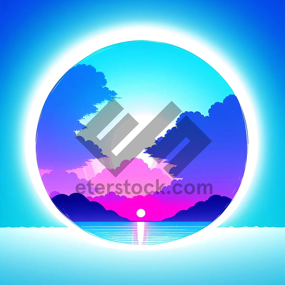 Picture of Round Moon Globe Icon: World Map Button Graphic