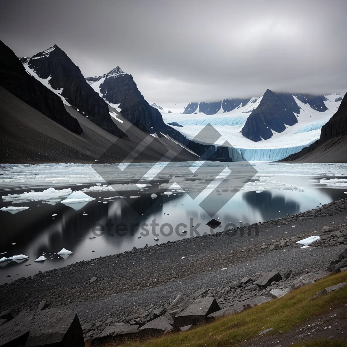 Picture of Snowy Alpine Landscape with Majestic Peaks