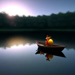 Sunset Serenade: Speedboat Gliding on Calm Waters