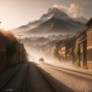 Scenic Railway Tunnel Through Mountain Landscape