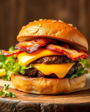 Grilled Cheeseburger with Tomato and Lettuce