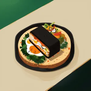 Circular Plate with Food Meal Concept