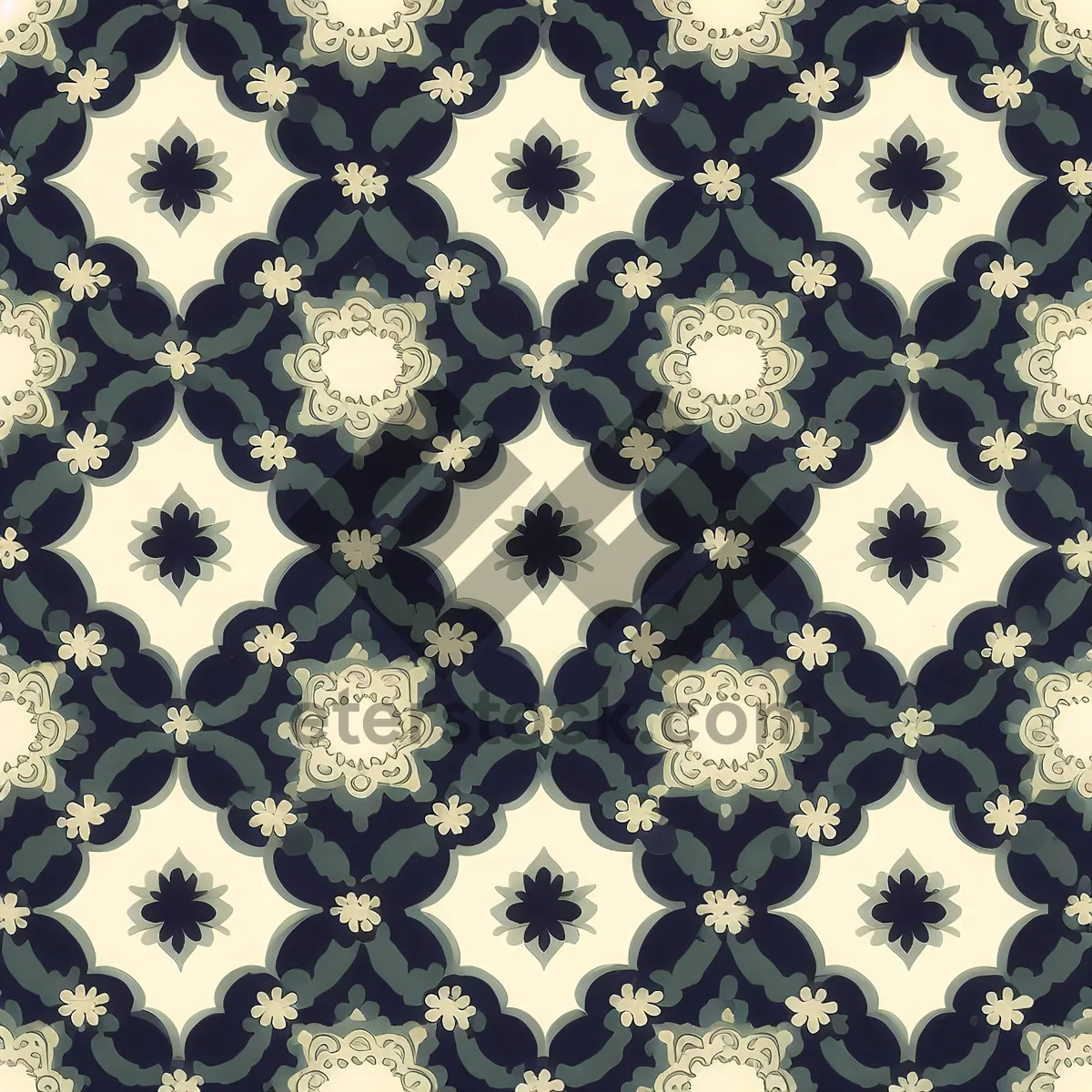 Picture of Retro Floral Wallpaper Pattern Design Antique Tile.