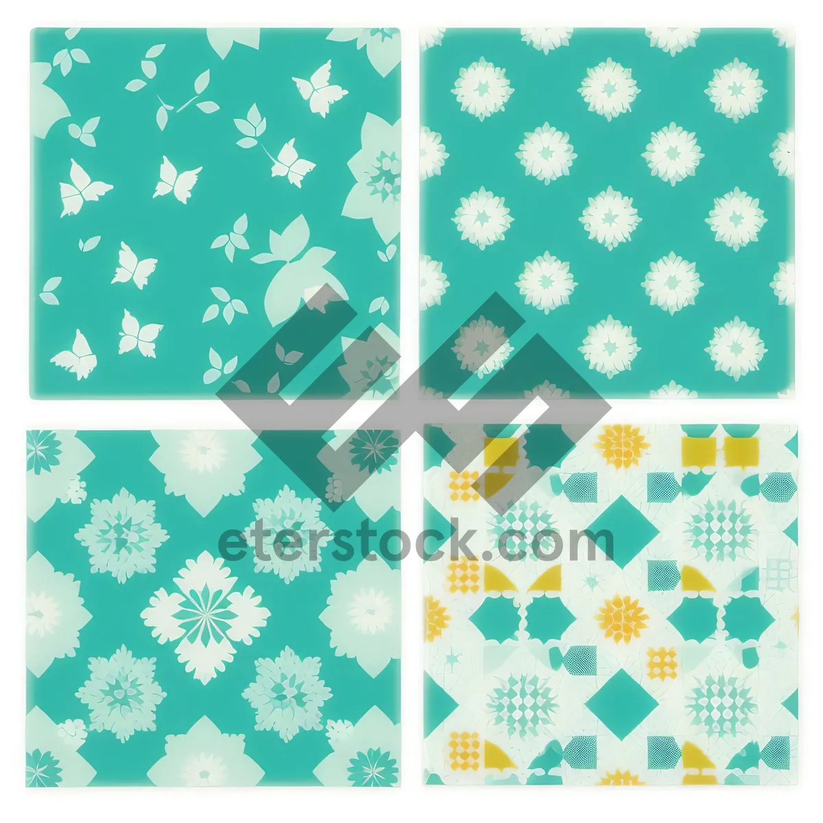 Picture of Vintage Floral Pattern Wallpaper Design With Checkered Frame