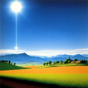 Vibrant Summer Sunset Over Countryside Landscape